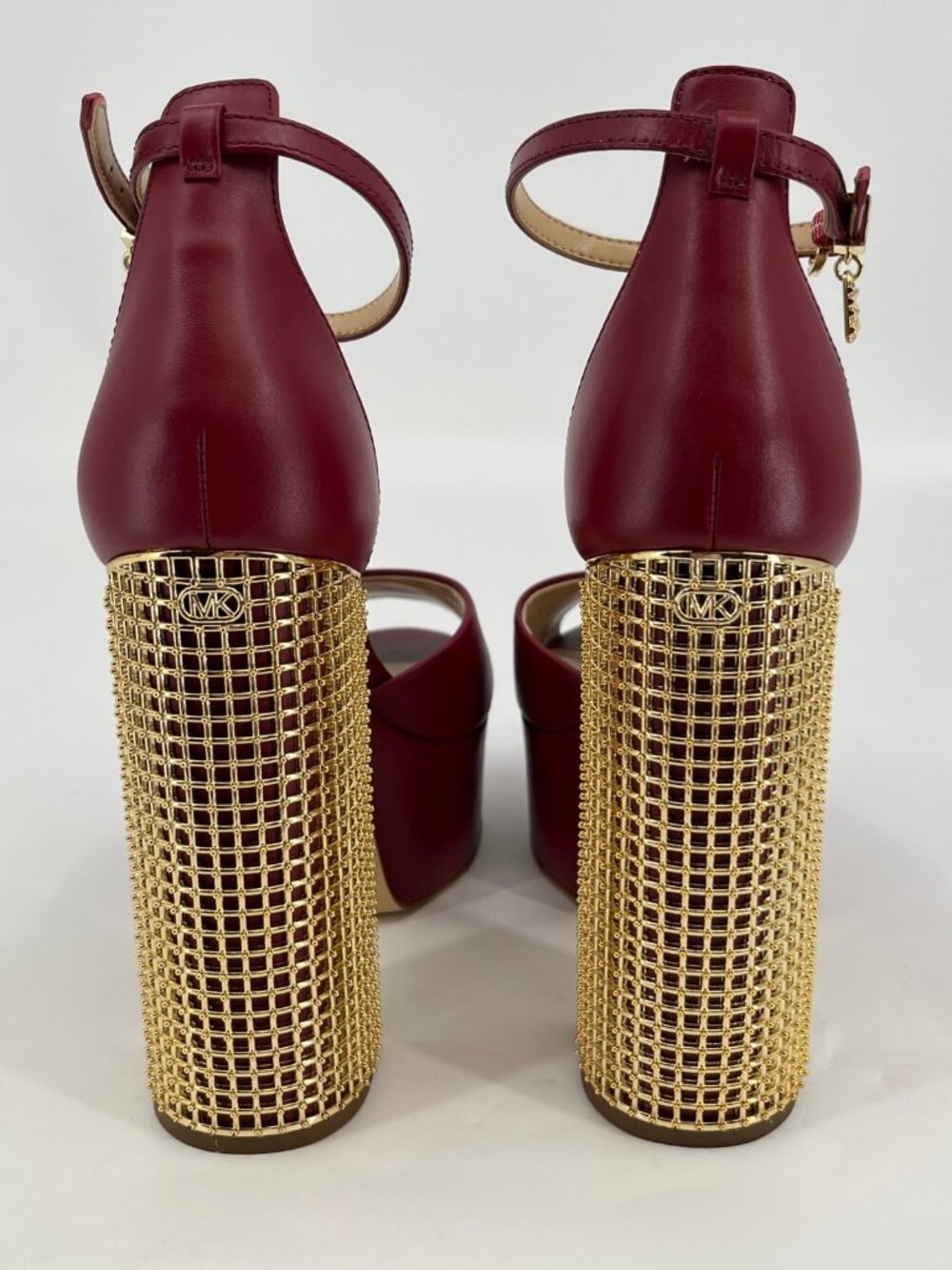 Michael Kors Maxine Platform Sandals Burgundy Sz 7 Leather Open Toe Ankle Strap - Picture 5 of 15